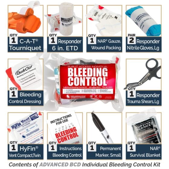 Public Access Individual Bleeding Control Kit - Vacuum Sealed